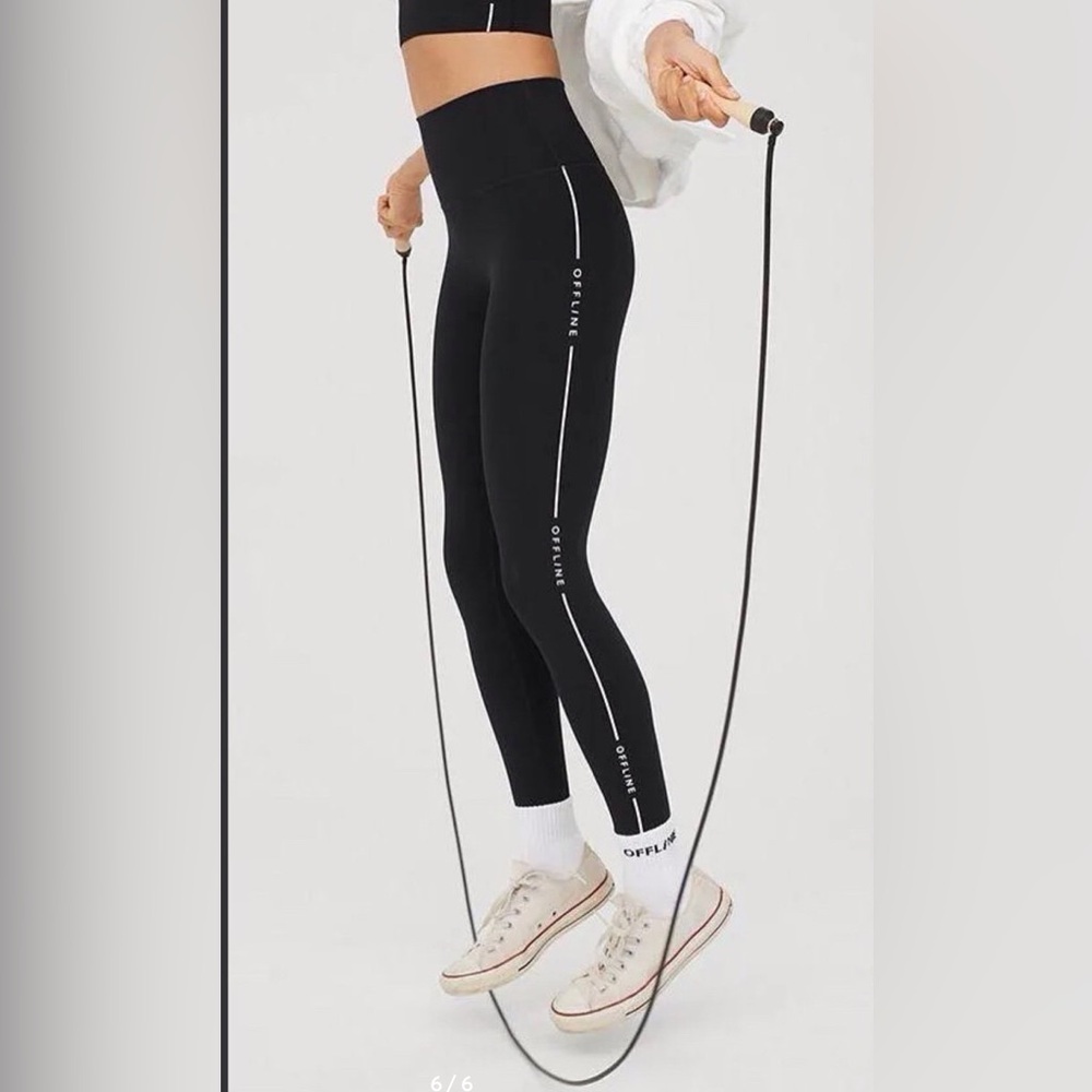 NWT Aerie Offline Logo Stripe GOALS Legging sz LARGE